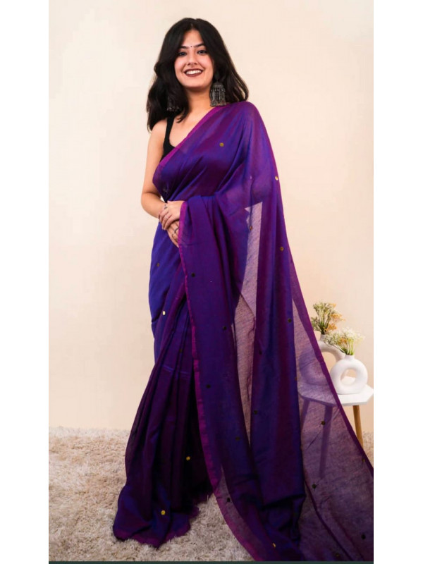 Khadi Saree With Gini Work Khadi Saree With Gini Work